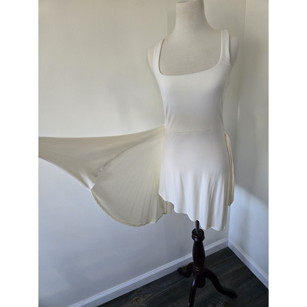 Aritzia Wilfred Saturn Ivory Tencel Tie Front Fixed Wrap Ballerina Dress S - Picture 7 of 11